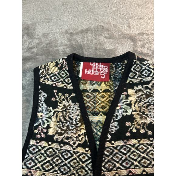 Vintage Western Tapestry Vest Women's Sz M Woven Pattern Folk Boho Earthy - Picture 3 of 8